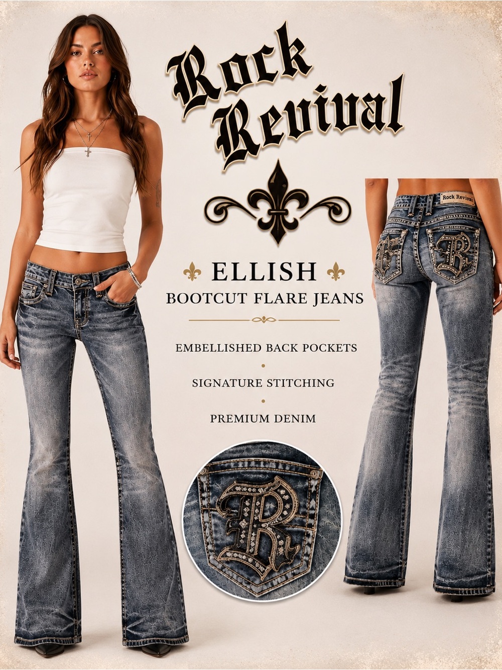 Rock Revival - Women's Eilish Washed Bootcut Jeans, Size 25 NWOT